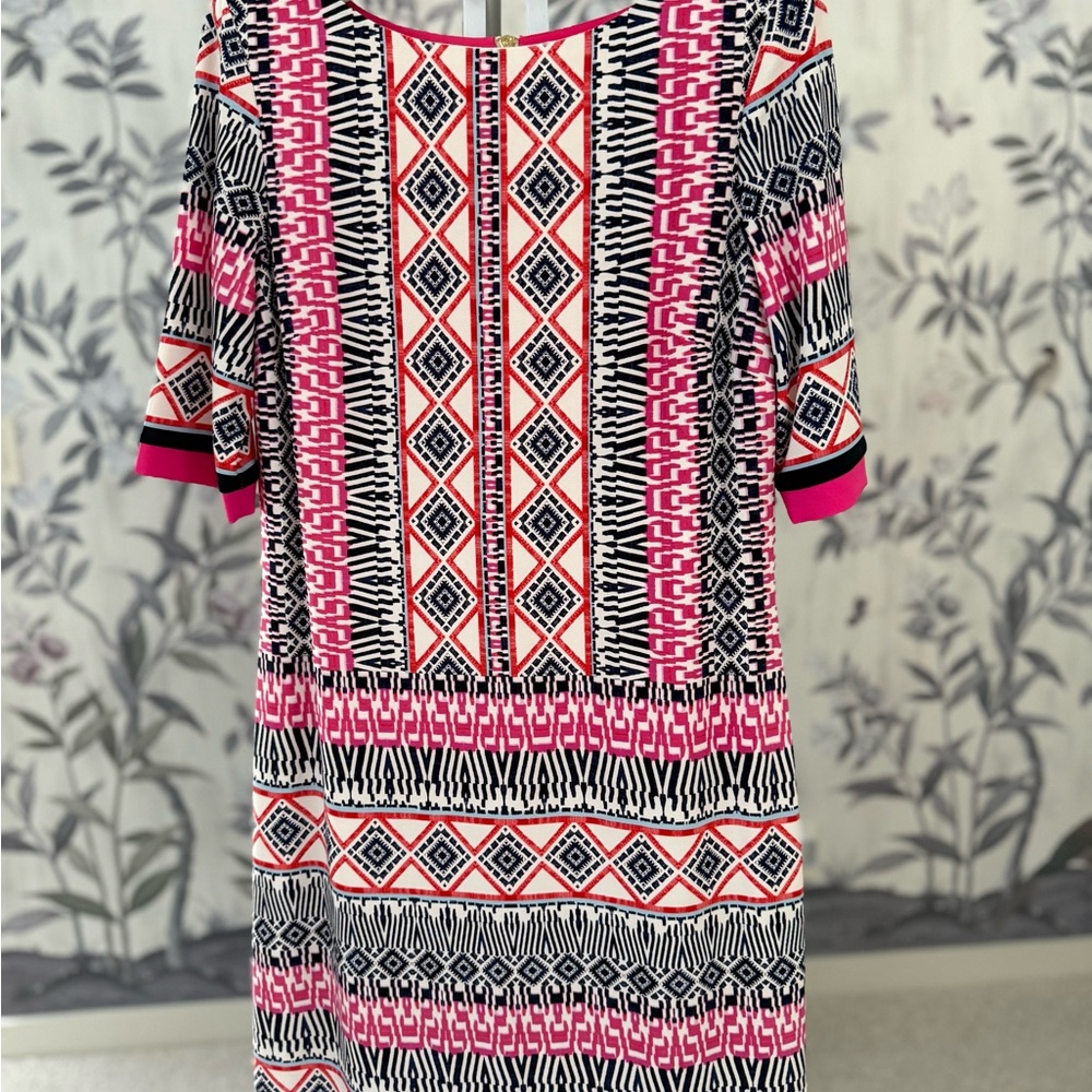 Eliza J Pink and Black Geometric Dress